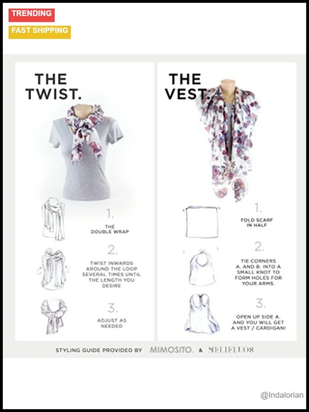 Lightweight Floral Scarf Shawl Wrap - 100% Viscose from Bamboo - Versatile
